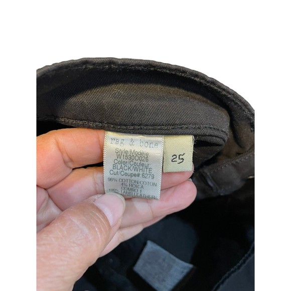 Rag & Bone Jean Womens Leather Mid-Rise Skinny Leg Jeans Pants Black Size 25 - Picture 11 of 16